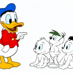 Ilustración de Donald Duck en un panel de cómic antiguo