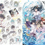 Portada del manga y arte del anime de The Dangers in My Heart junto a ilustraciones de material extra.