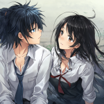 Ilustración de Tsubaki y Urabe compartiendo una conexión emocional