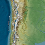 Mapa geográfico del río Loa atravesando el desierto
