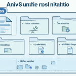 Diagrama de una estructura de archivos con una carpeta raíz principal y varias subcarpetas organizadas.