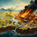 Ilustración del movimiento constante de la Tierra y una película ardiendo