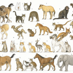 Ilustración científica mostrando diferentes animales con distintos niveles de control fisiológico y voluntario sobre sus esfínteres.