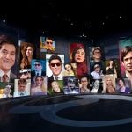 Collage digital mostrando programas de televisión chilenos con superposiciones de deepfakes, avatares y transformaciones generadas por inteligencia artificial.