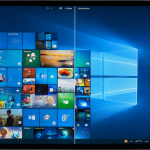 Pantalla dividida mostrando las interfaces de Windows 8 y Windows 11 en una tablet.