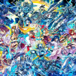 Ilustración vibrante mostrando diversos géneros de manga y ciencia ficción como robots espaciales y personajes de fantasía, representando su popularidad en la cultura moderna.
