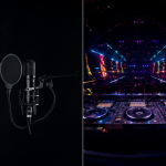 Estudio de grabación mostrando la separación entre pistas vocales e instrumentales durante un remix.