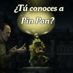 Farquaad interrogando a Shrek con el texto Pin Pon destacado