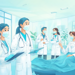 Profesionales de salud colaborando en un entorno de trabajo moderno