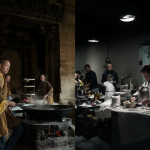 Imagen dividida entre un templo sagrado y una cocina bajo estudio.