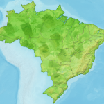 Mapa de Brasil con elementos visuales relacionados a las urnas y el calendario electoral.