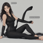 Ilustración digital de un modelo de IA fallando en mantener el estado físico de una prenda mientras cambia su postura corporal.