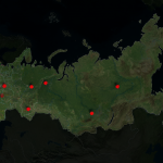 Mapa mostrando los centros de datos de Yandex en Rusia bajo ataque