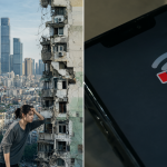 A split image showing systemic struggle and daily technology frustration representing modern youth stress.